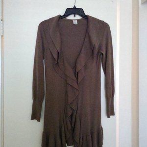 Clearance Jockey Brand Darker Tan Mid Length Ruffled Sweater.